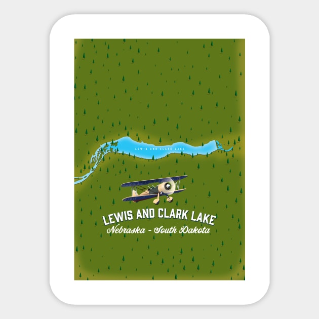 Lewis and Clark Lake map Sticker by nickemporium1